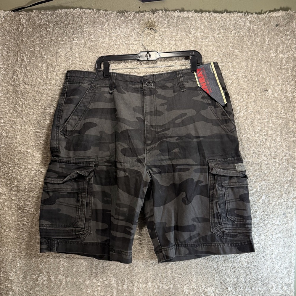 Union Bay Shorts Men's 42 Gray Camo Baggy 10" Cargo Utility Outdoor NWT